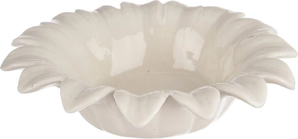 Bougeoir en céramique en forme de fleur blanc