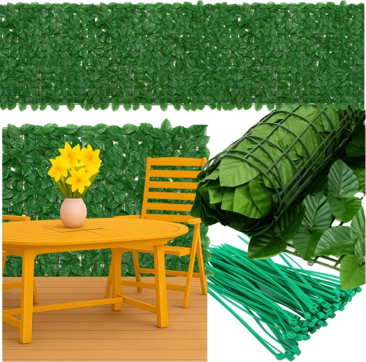 Haie artificielle (lierre) pour balcon et clôture 5 m × 0,5 m Gardlov