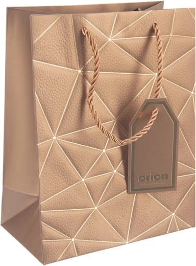 Sac cadeau en papier avec motif quadrillé – Doré