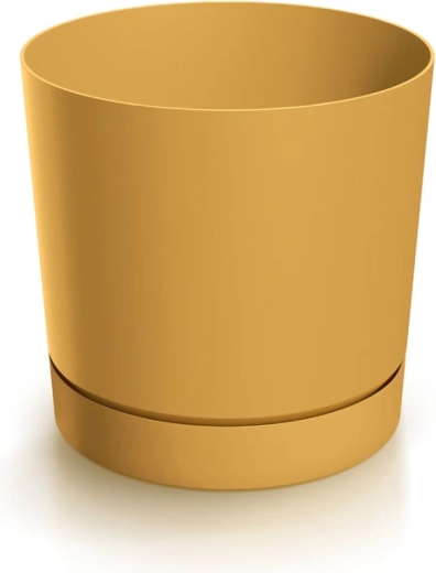 Cache-pot Tubo P avec soucoupe 33,8 cm moutarde