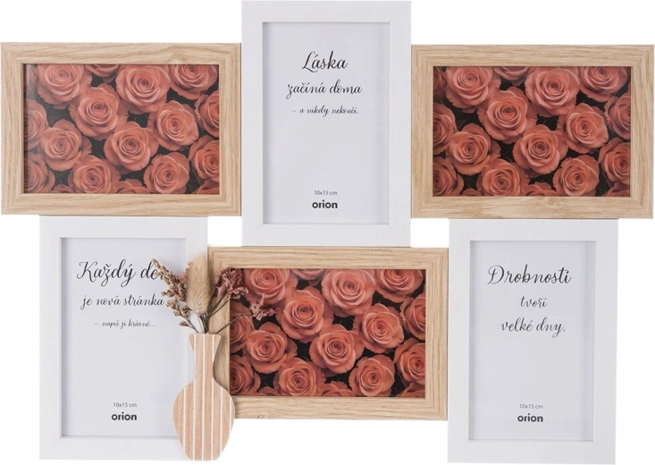 Cadre photo en bois pour 6 photos 46 × 32 cm – Beige