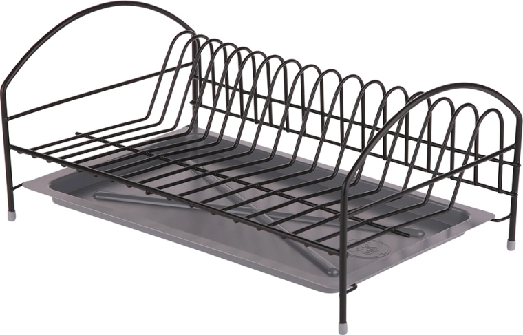 Égouttoir à vaisselle 1 niveau 40 cm avec plateau d’égouttage, noir