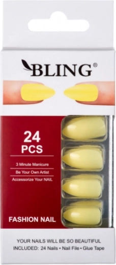 Ongles artificiels, BLING Fashion Nail Tips (24 pcs) - jaunes