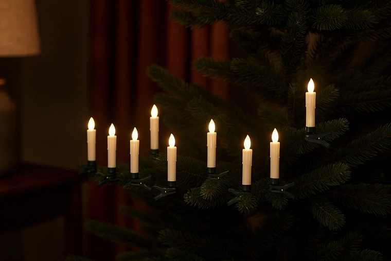 Lot de 10 bougies LED avec clip et télécommande 1,9 × 9 cm