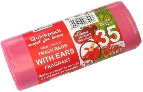 Sacs poubelle avec anses 35 l au parfum frais de fraise