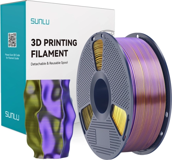 Filament Sunlu PLA+ Silk tricolore noir/or/violet