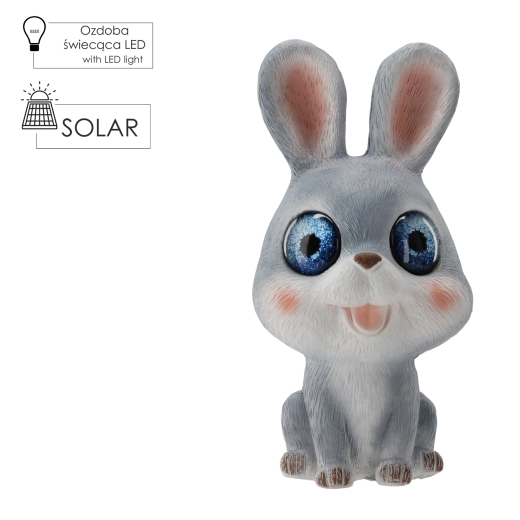 Figurine de jardin lapin avec éclairage LED solaire 34,5 cm