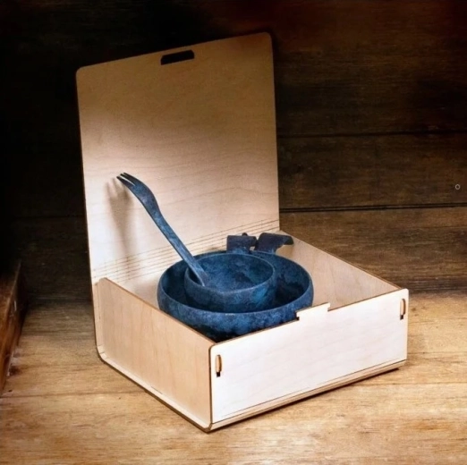 Coffret cadeau KUPILKA Premium S bleu – tasse 21, bol 55 et spork 205