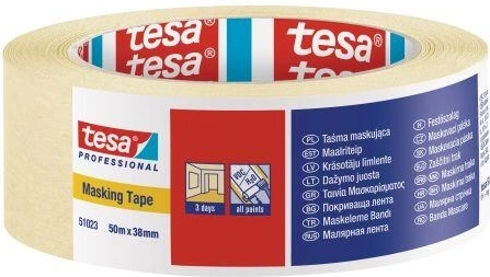 Ruban de masquage crêpé 38 mm × 50 m jaune Tesa
