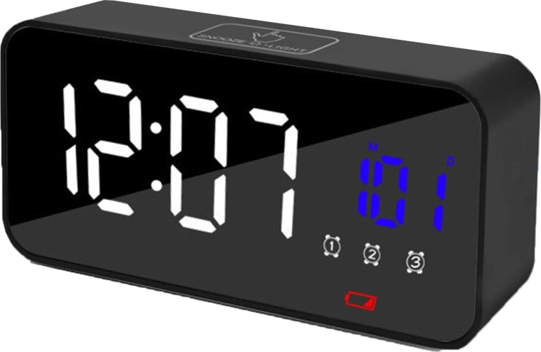 Réveil électronique LED avec écran miroir et thermomètre - 1 pièce