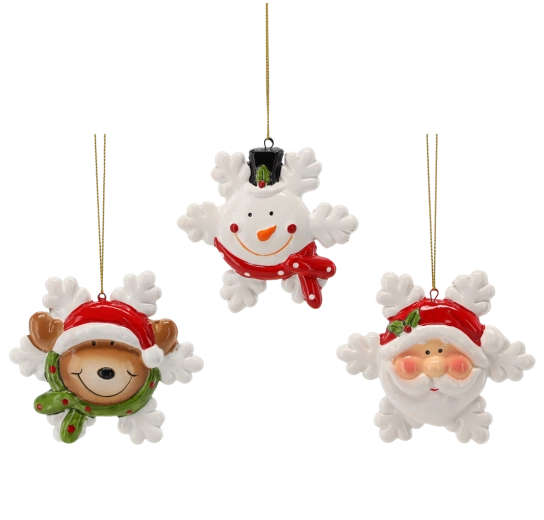 Décorations suspendues de Noël renne, Saint-Nicolas et bonhomme de neige – lot de 12 pièces