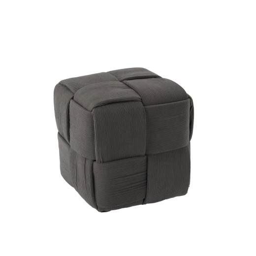 Tabouret pouf tressé en forme de cube gris foncé 34 × 34 × 34 cm