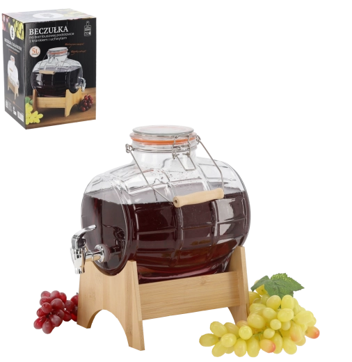 Distributeur de boissons en verre 5 l avec robinet et support en bambou