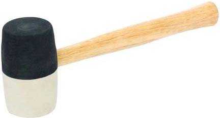 Maillet en caoutchouc 860 g, diamètre 65 mm, noir et blanc, manche en bois
