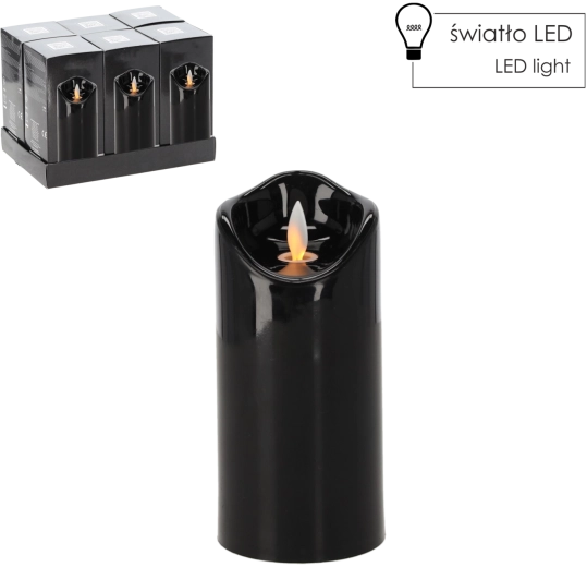 Bougie LED flamme vacillante 7 × 15 cm noire
