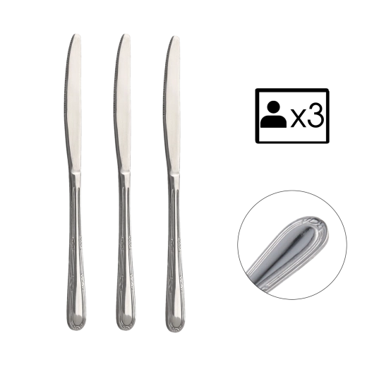Set de 3 couteaux Natalia en acier inoxydable