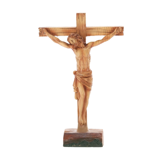 Croix sur pied avec figure de Jésus en polyrésine