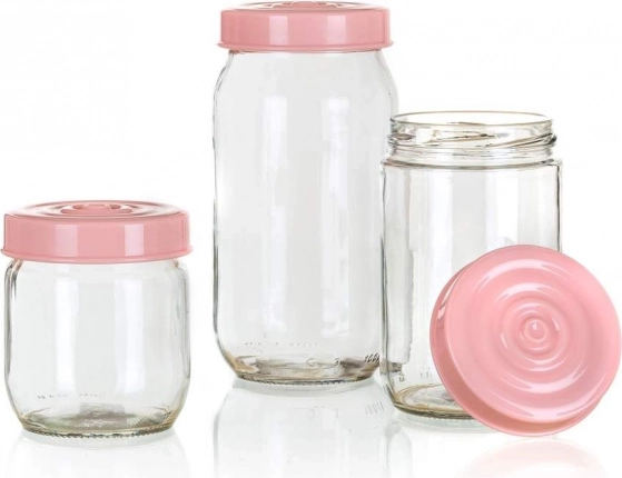 LINZI bocaux en verre 3 pcs, rose