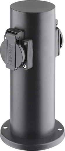 Potelet électrique de jardin Solight IP44 avec 2 prises, inox, noir - 1 pièce