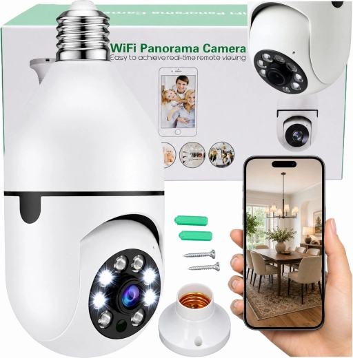 Caméra IP Wi‑Fi sans fil en forme d’ampoule E27 30 W pour la surveillance de la maison - 1 pièce
