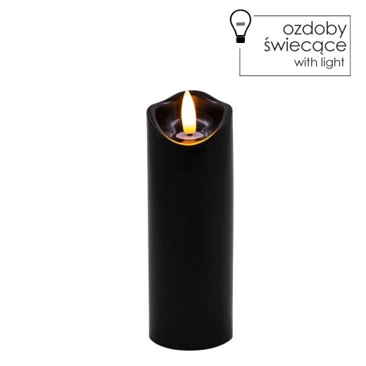 Bougie LED noire 5 × 15 cm à flamme vacillante chaude