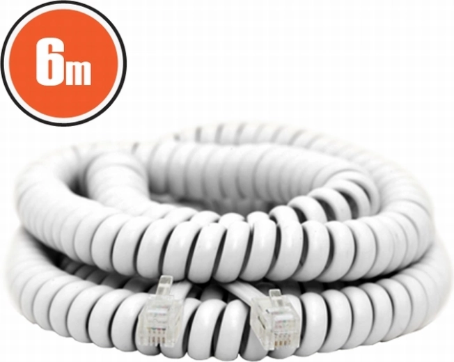 Câble téléphonique spiralé blanc de 6 m