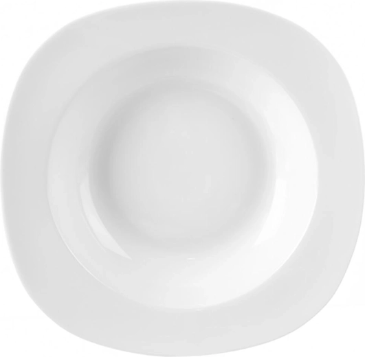 Assiette profonde carrée en porcelaine MONA 21 cm blanche