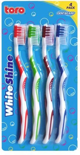 Set de brosses à dents, 4 pièces – couleurs assorties, 19 cm