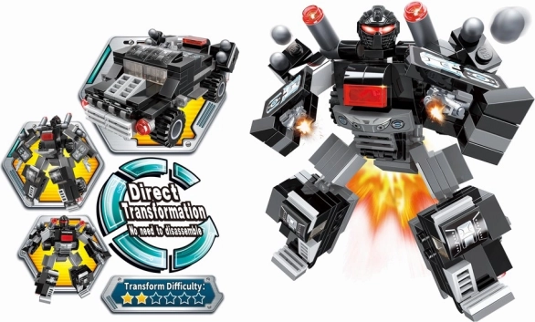 Stavebnice Qman Blast Ranger – gardien lumineux, robot et voiture transformables