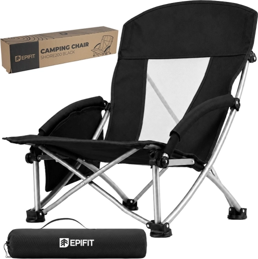 Chaise de plage/tourisme pliante Shore200 noire