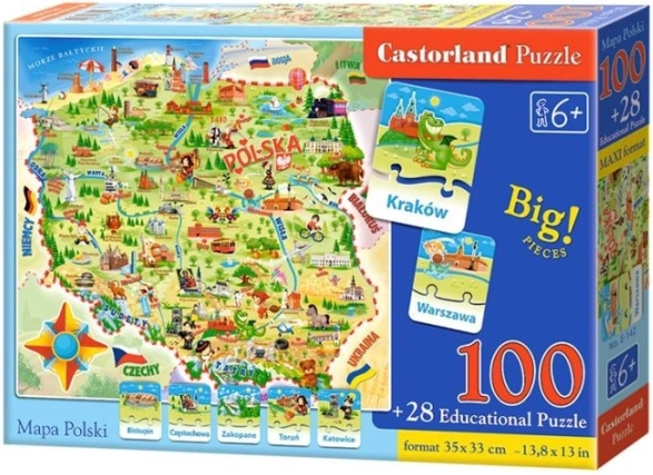 Castorland Carte de la Pologne 100 pièces et quiz Puzzle