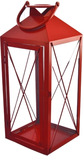 Lanterne en métal rouge – taille moyenne 35 cm
