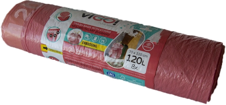 Sacs poubelle à lien coulissant 120 l parfumés à la framboise 4 Seasons, 70 × 110 cm, 8 pcs