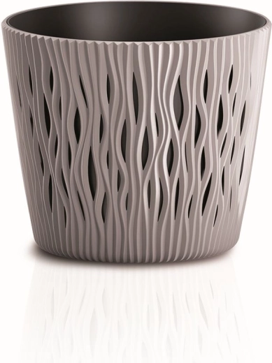 Cache-pot Sandy Round avec insert 26,2 cm moka