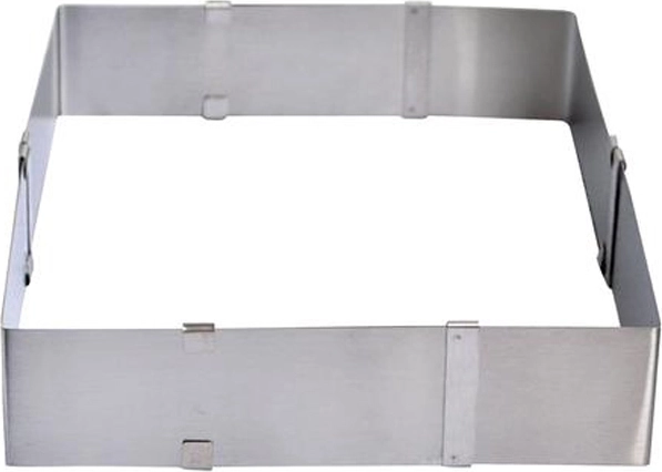 Cadre à gâteau carré réglable en inox 16–28 cm