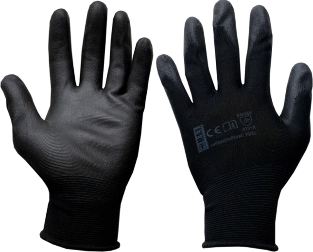 Gants de protection de travail PURE BLACK PU, taille 9 (L)