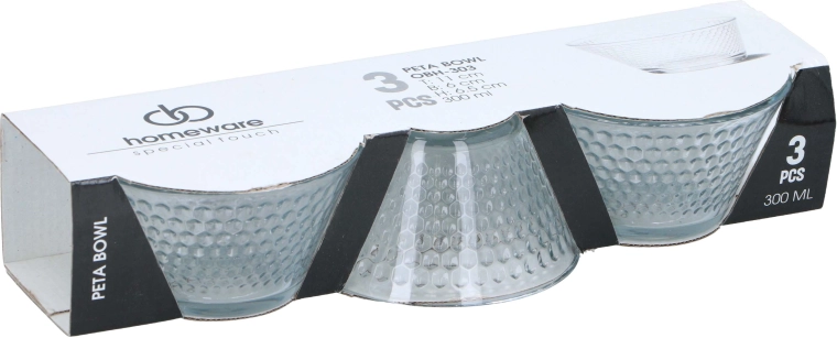 Set de bols en verre Peta 300 ml, 3 pcs