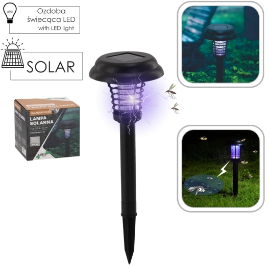 Lampe de jardin solaire avec piège à insectes 13,8 × 13,8 × 42 cm