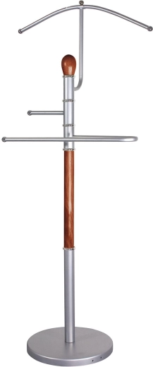 Valet muet RONNIE en chrome et bois, 46 × 27 × 107 cm, brun