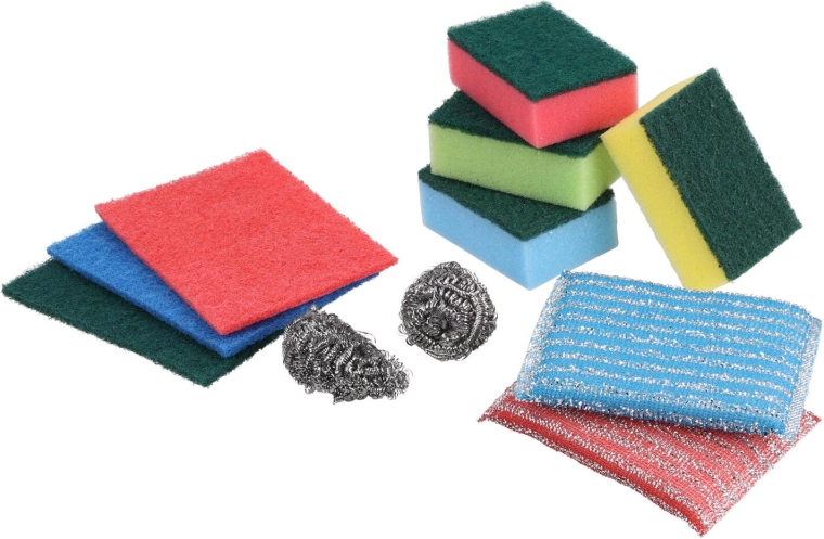 Lot d’éponges pour la vaisselle 11 pcs – assortiment de types