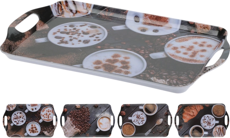 Plateau en mélamine Café 38 × 23 cm – décor mixte