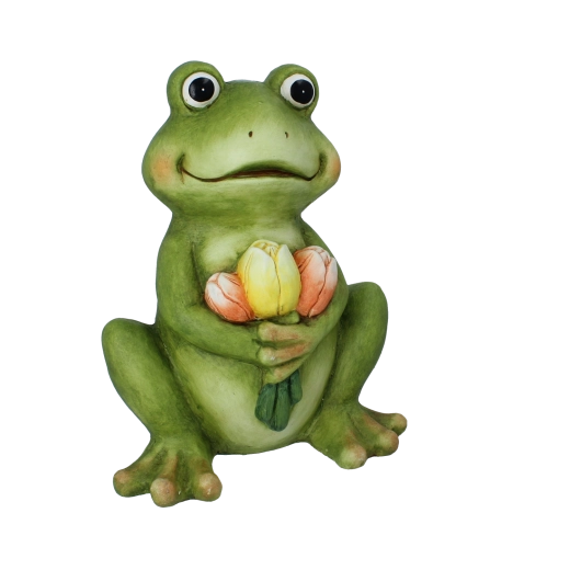 Décoration de jardin grenouille avec tulipes