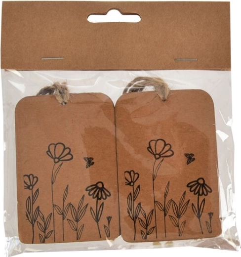 Étiquette en papier avec motif végétal noire 6 × 8 cm (4 pcs)