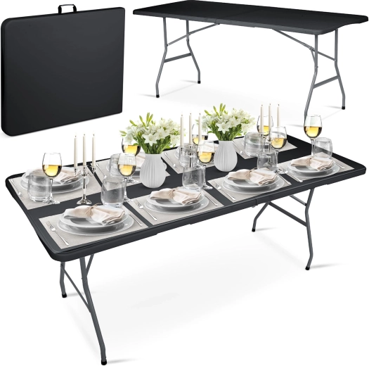 Table de catering pliable de jardin 180 cm noire