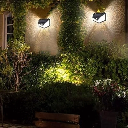 Applique murale LED solaire avec détecteur de mouvement et crépusculaire, 100 LED