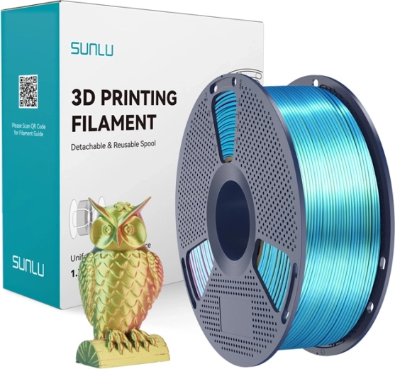 Filament Sunlu PLA+ Silk tricolore rouge–jaune–vert