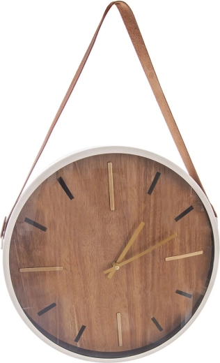 Horloge murale beige en bois et métal 38 cm