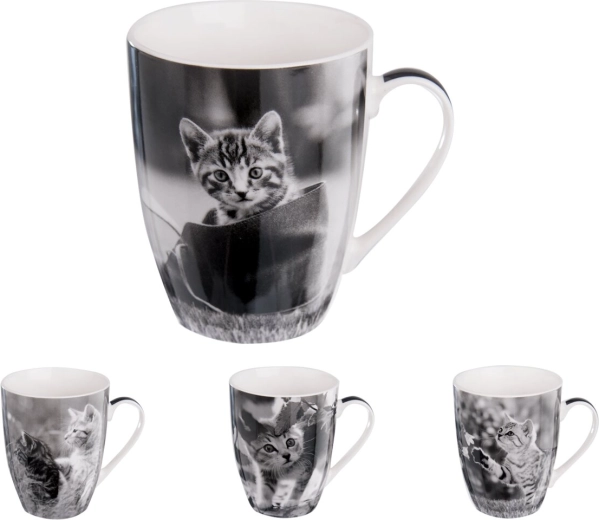 Tasse en porcelaine chaton 0,36 l (motifs assortis)