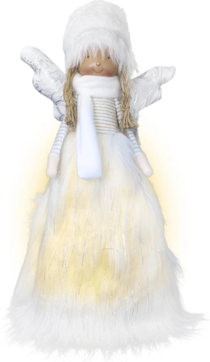 Ange lumineux Retlux en tenue blanche, 47 cm