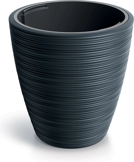 Jardinière VENA ROUND avec bac intérieur, 39 cm, anthracite